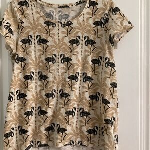 Lilly Pulitzer Black,Tan & White Flamingo Scoop Neck Top Size S
